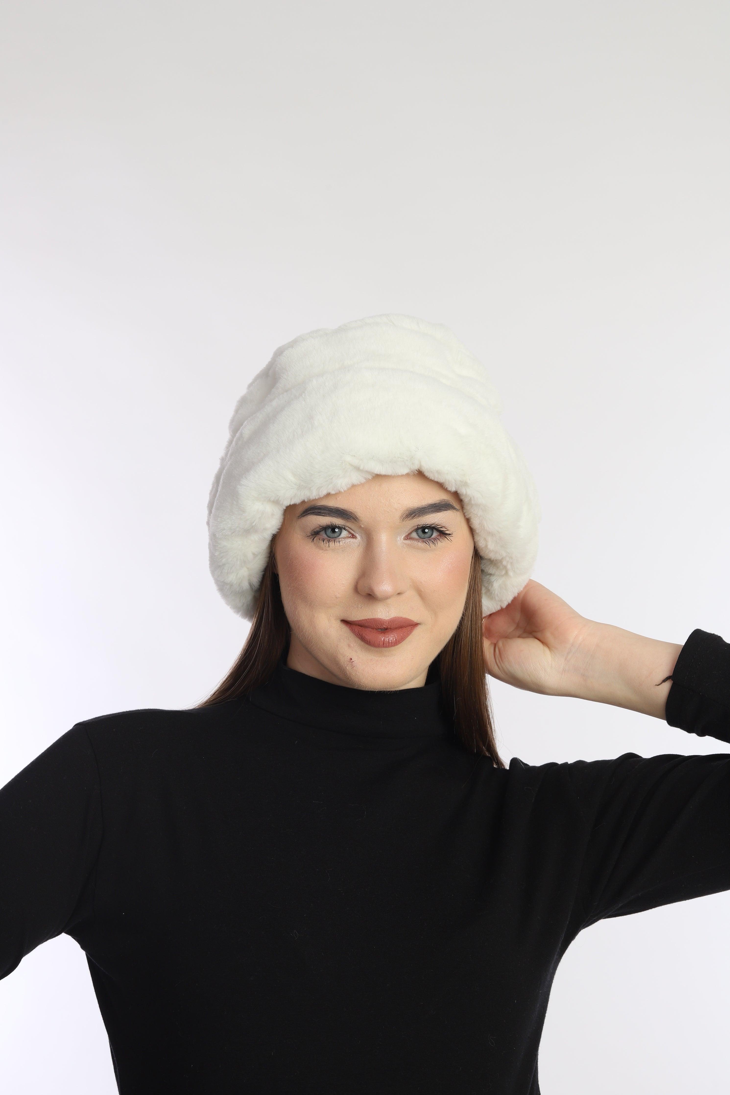 Kadın Kalpak Peluş Şapka - Rezon Deri